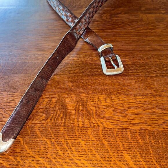 Vintage PGA Tour Men's Brown Top Grain Leather Belt Size 42 Silver Buckle - Picture 12 of 14